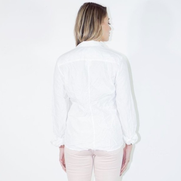 Frank & Eileen Barry Tailored Button Up Shirt Textured Tonal Stripe White Medium - Picture 2 of 16